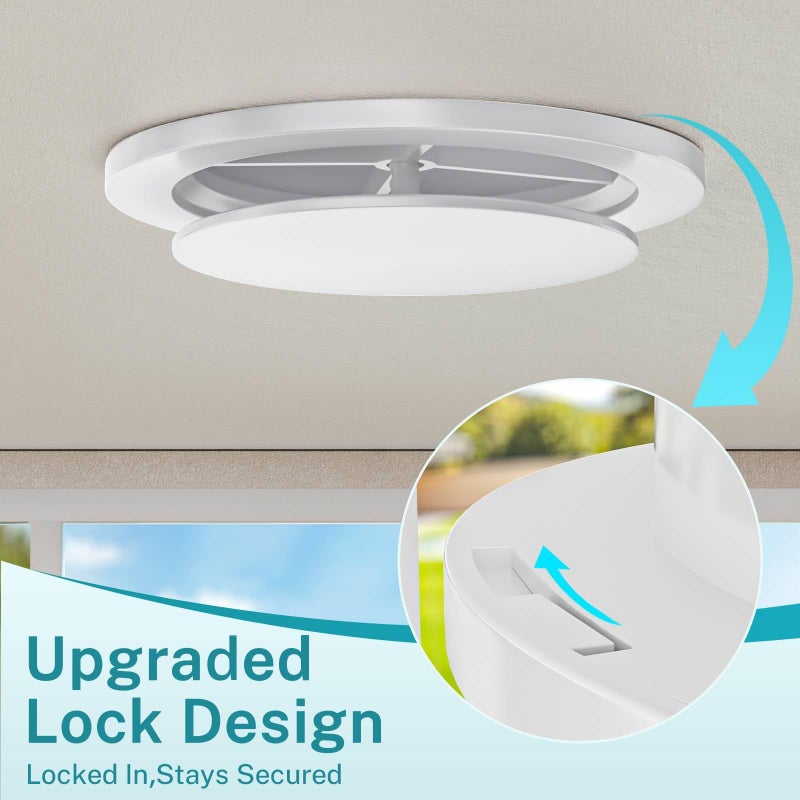 HG Power [Upgraded] HG Power 6 Inch Round Vent Cover with Adjustable Panel & Removable Mesh Screen â€“ ABS Ceiling Diffuser with Lock-Clip Design for HVAC, Bathroom, Kitchen, Wall and Duct Air Vents, White - Image 4