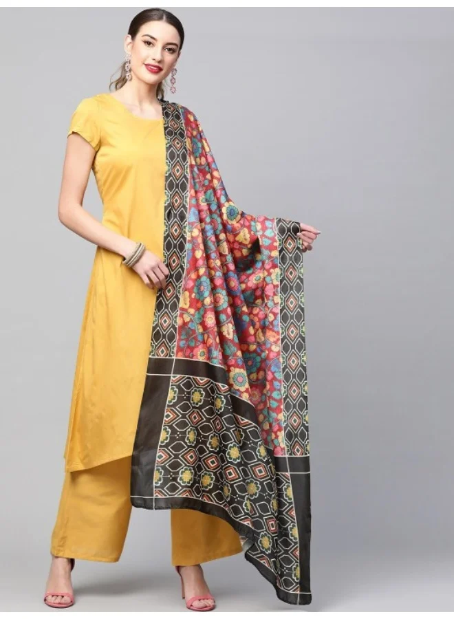 AKS Yellow Solid Kurta Set With Digital Printed Dupatta