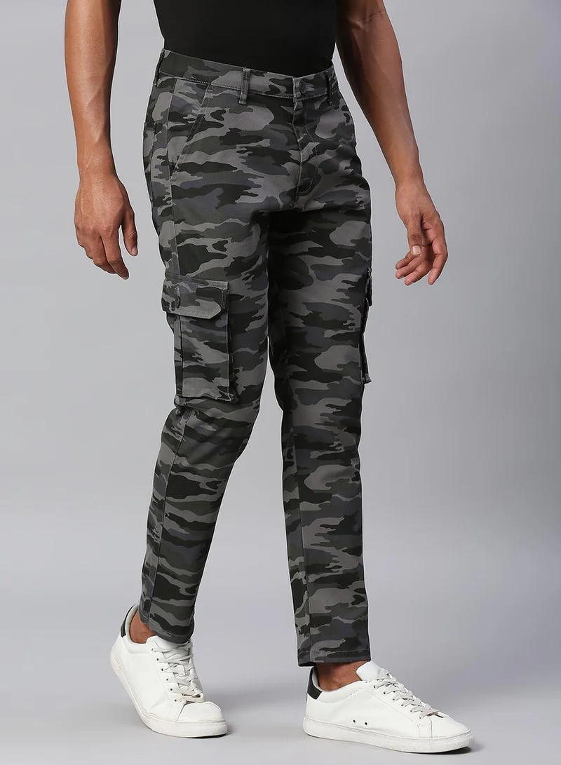 Dennis Lingo Men's Natural Grey Tapered Fit Cargo Trousers - Stylish and Durable