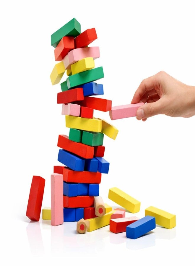 beebox Wooden Colorful Tumbling Tower Game 54 PCS - Balance Building Block Game | Educational Toy for Hand-Eye Coordination | Fun Party Game for Boys & Girls (Wooden Coloring blo) - Image 3