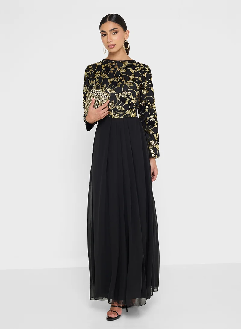 جولدن ابل Golden Sequin Top Maxi Dress
