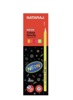 NATARAJ 8-Piece Neon Jumbo Colour Pencils With Sharpener 
