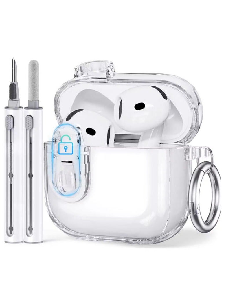 QIRG حافظة قفل أمان شفافة لسماعات Airpods 4 لعام 2024 مع حافظة إلغاء الضوضاء النشطة، حافظة TPU ناعمة مضادة للاصفرار (شفافة) - Image 1