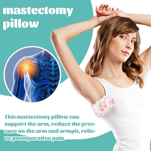 RoamReady Lymphedema Axilla Pillow Armpit Pain Relief Mastectomy Recovery Supplies, 4PCS Cotton Lumpectomy Mastectomy Pillows Post OP Multicolor Breast Surgery Pillow (Pink Flower) - Image 2