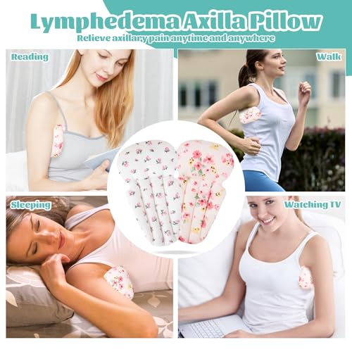 RoamReady Lymphedema Axilla Pillow Armpit Pain Relief Mastectomy Recovery Supplies, 4PCS Cotton Lumpectomy Mastectomy Pillows Post OP Multicolor Breast Surgery Pillow (Pink Flower) - Image 3