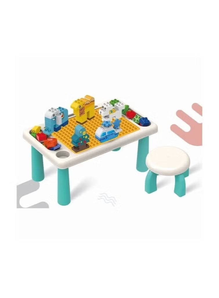2-In-1 Kids Building Blocks Table With Chair & 75 Pieces – Educational Play Table For Creativity & Skill Development - Image 2