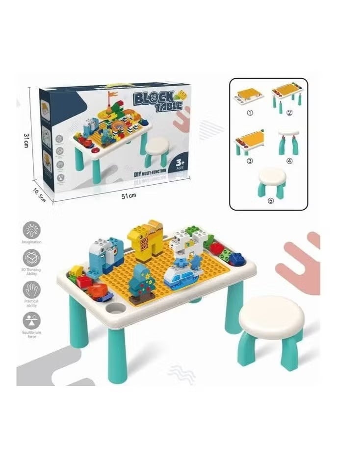 2-In-1 Kids Building Blocks Table With Chair & 75 Pieces – Educational Play Table For Creativity & Skill Development - Image 3