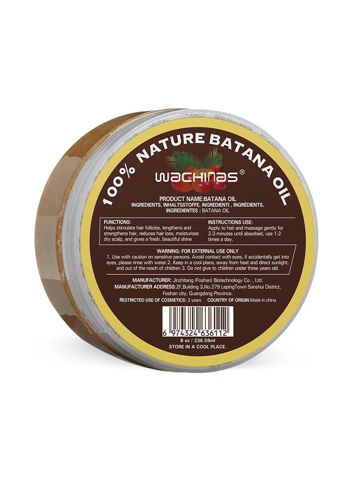 wachinas Raw Batana Oil 100% Natural Unrefined Batana Hair Oil for Growth, Repair u0026 Strength | Nourishing Moisturizer for Damaged Hair from Honduras,8 oz - Image 1
