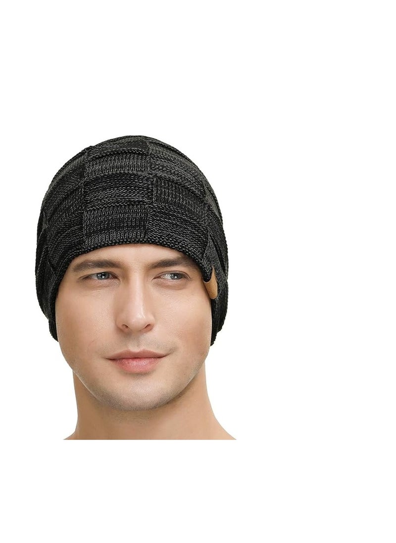 KASTWAVE - Mens Slouchy Beanie Hats, 2 Packs Slouchy Beanie for Men Winter Hats for Guys Cool Beanies Mens Lined Knit Warm Thick Skully Stocking Binie Hat, Blue/Army Green - Image 1