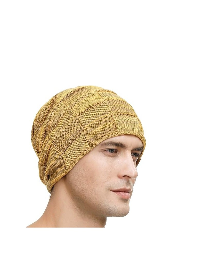 KASTWAVE - Mens Slouchy Beanie Hats, 2 Packs Slouchy Beanie for Men Winter Hats for Guys Cool Beanies Mens Lined Knit Warm Thick Skully Stocking Binie Hat, Blue/Army Green - Image 1