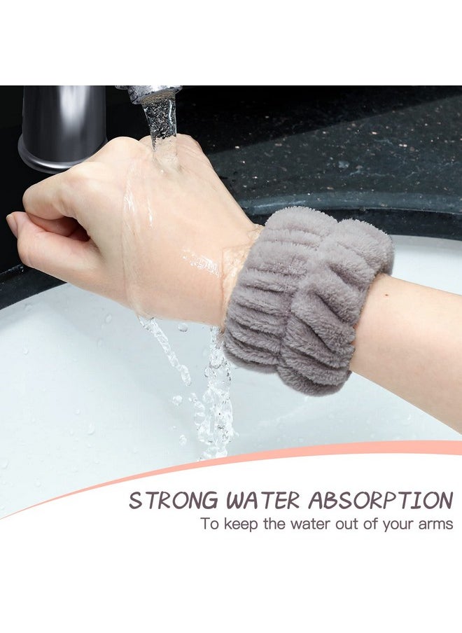Chuangdi 9 Pcs Reusable Spa Headband Wrist Washband Face Wash Set Include 3 Microfiber Headband 6 Wrist Washband For Women Girls Avoid Liquid From Spilling Down Arms(Hot Pink Beige Coffeegentle Style)  - Image 5