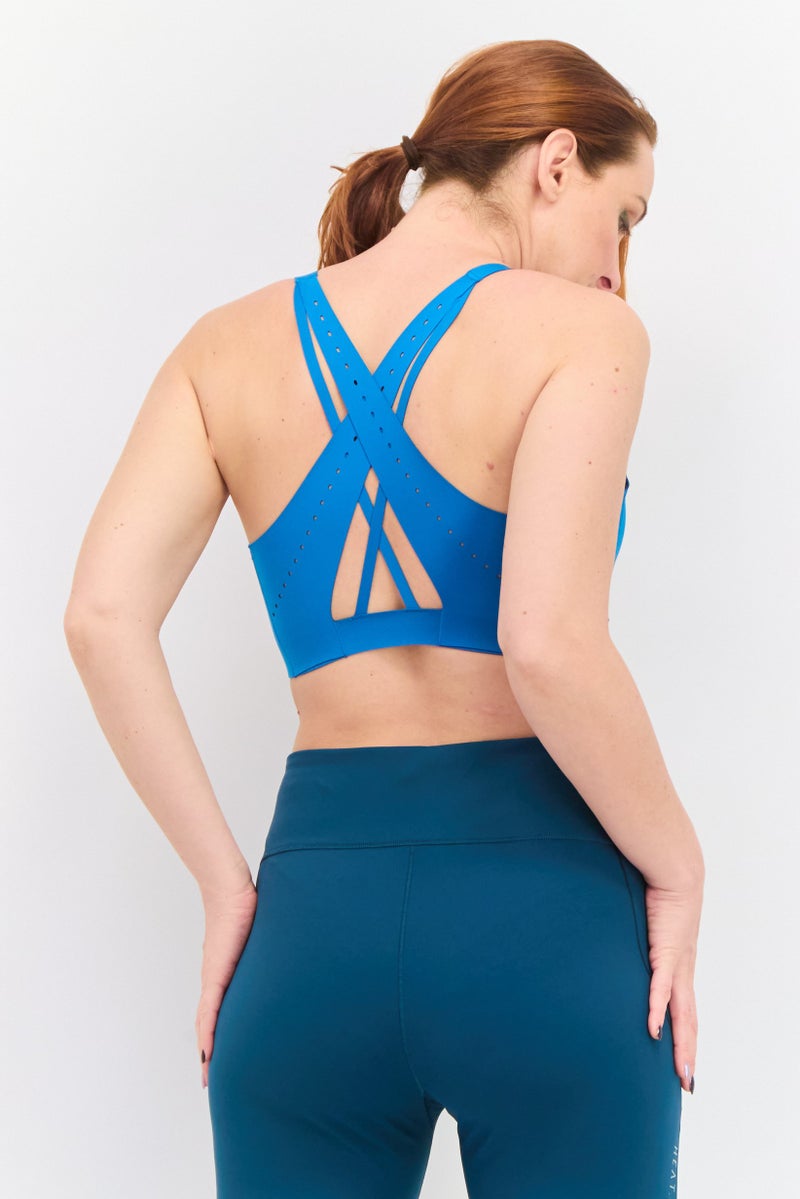 Brooks Women Sportswear Fit Lightly Padded Running Sports Bra, Blue - Image 4