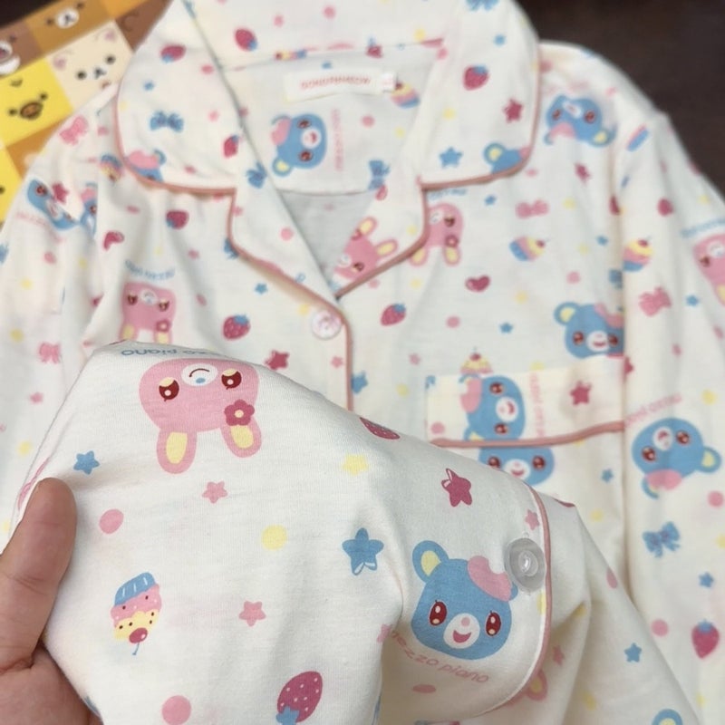 Polka Dot Strawberry Rabbit Girls Pyjama Set - Long Sleeve Cardigan & Long Pants - Image 5