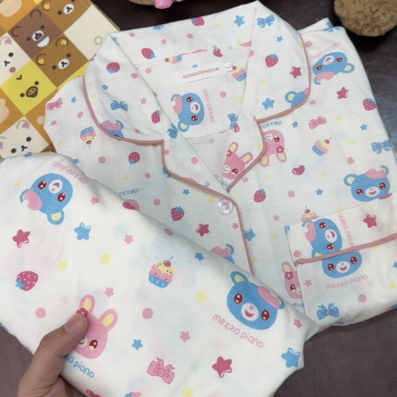 Polka Dot Strawberry Rabbit Girls Pyjama Set - Long Sleeve Cardigan & Long Pants - Image 4