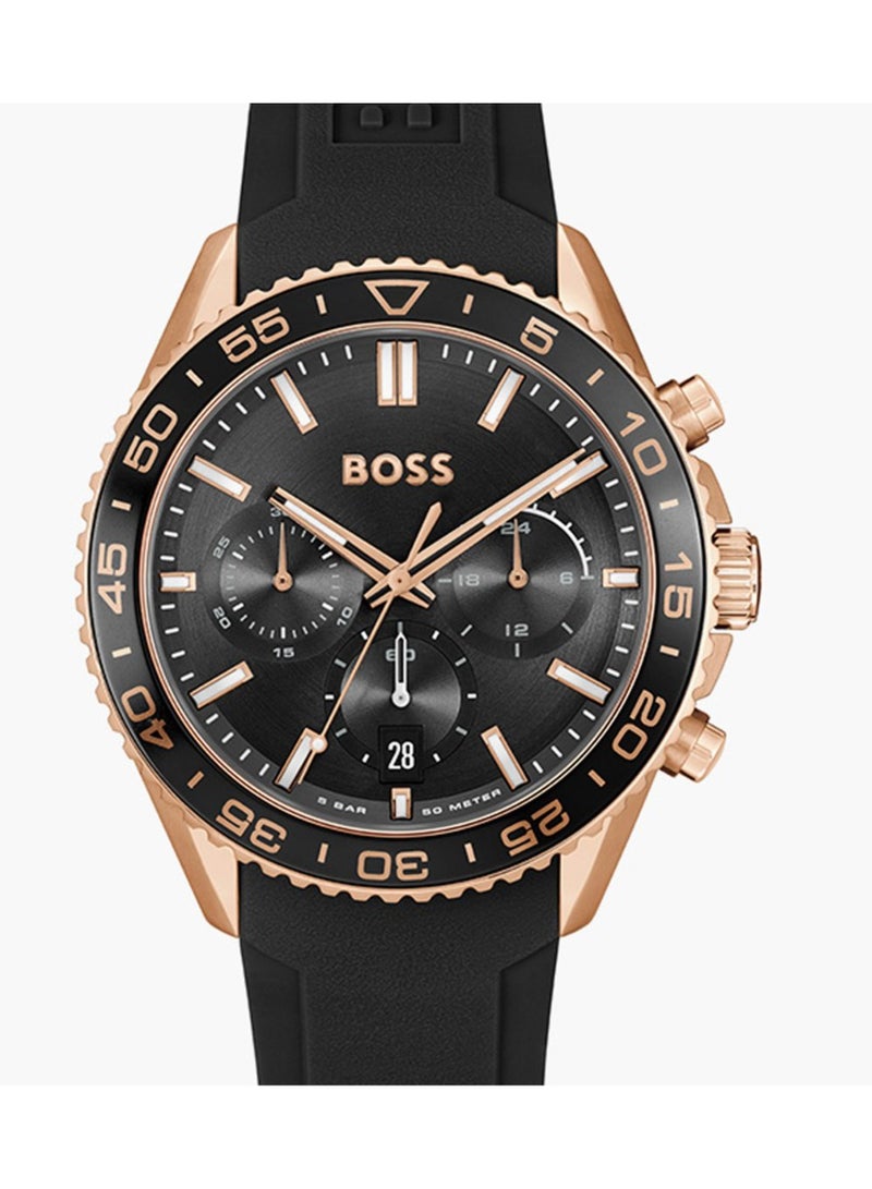 بوس ساعة BOSS Runner للرجال كرونوغراف بحزام سيليكون - 1514168 - Image 1