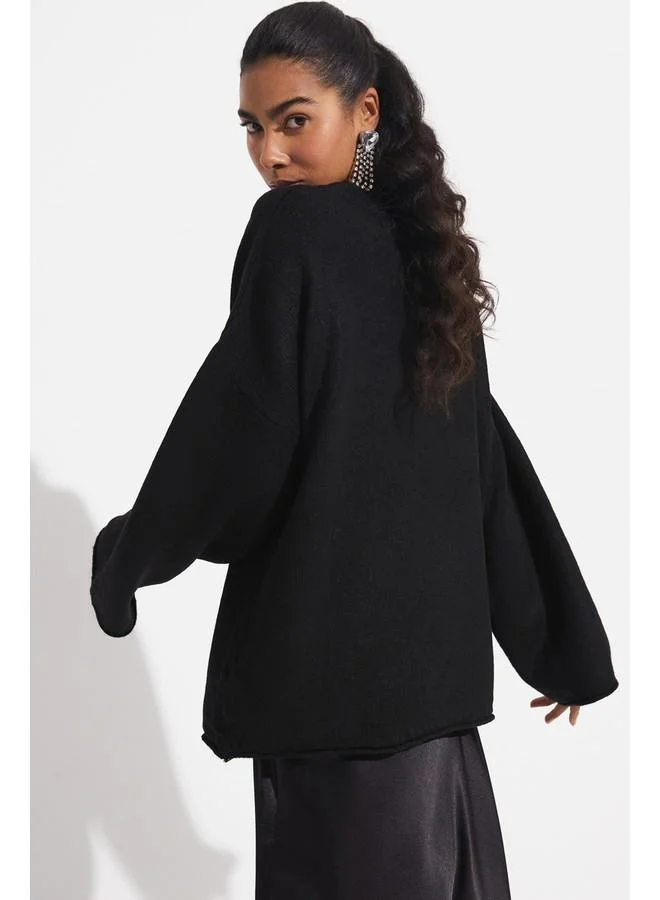 جون June Loose Cut Knitwear Sweater Black