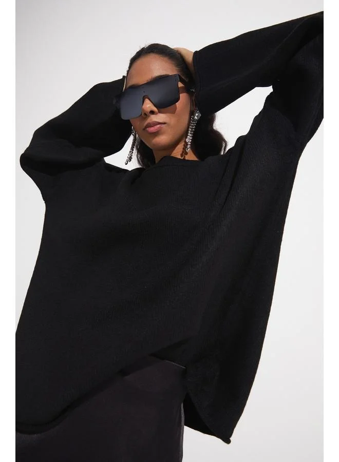 جون June Loose Cut Knitwear Sweater Black