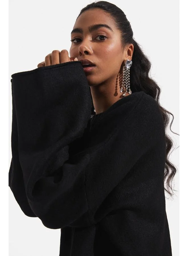 جون June Loose Cut Knitwear Sweater Black