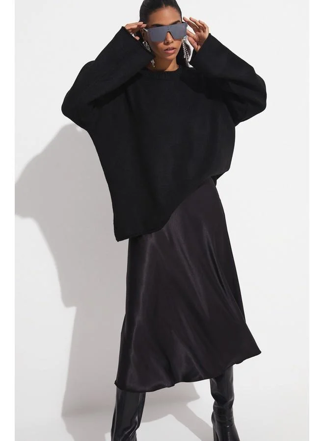 جون June Loose Cut Knitwear Sweater Black
