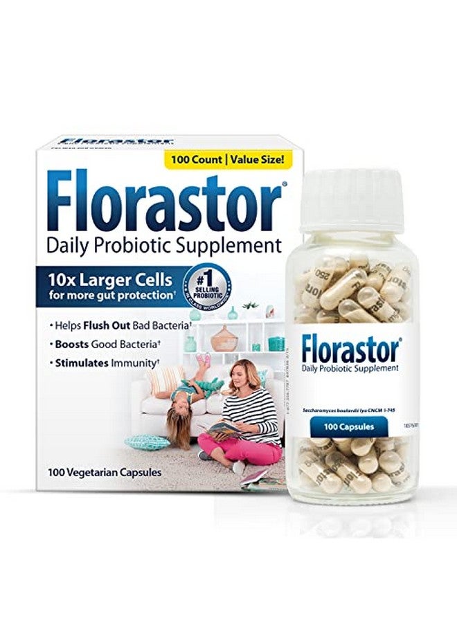 Florastor Daily Probiotic Supplement For Women And Men Proven To Support Digestive Health Saccharomyces Boulardii Cncm I745 100 Capsules - Image 1