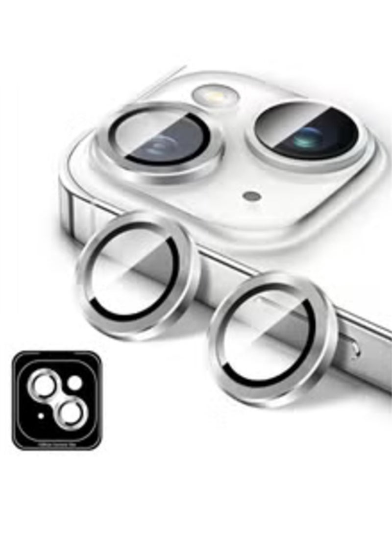 ELTRAZONE Silver Tempered Glass Camera Lens Protector for iPhone 16/iPhone 16 Plus - HD Clarity with Automatic Alignment & Stylish Metal Rings - Image 1