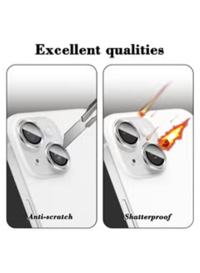 ELTRAZONE Silver Tempered Glass Camera Lens Protector for iPhone 16/iPhone 16 Plus - HD Clarity with Automatic Alignment & Stylish Metal Rings - Image 4