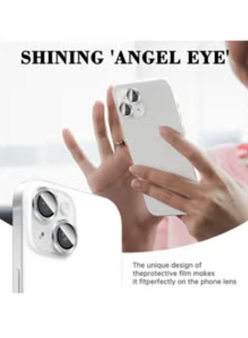 ELTRAZONE Silver Tempered Glass Camera Lens Protector for iPhone 16/iPhone 16 Plus - HD Clarity with Automatic Alignment & Stylish Metal Rings - Image 3