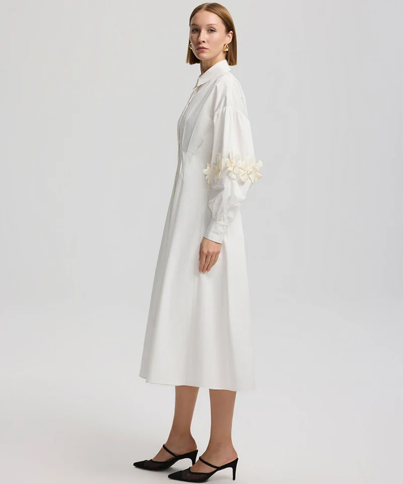 ابيكول Midi Dress With Raised Flowers