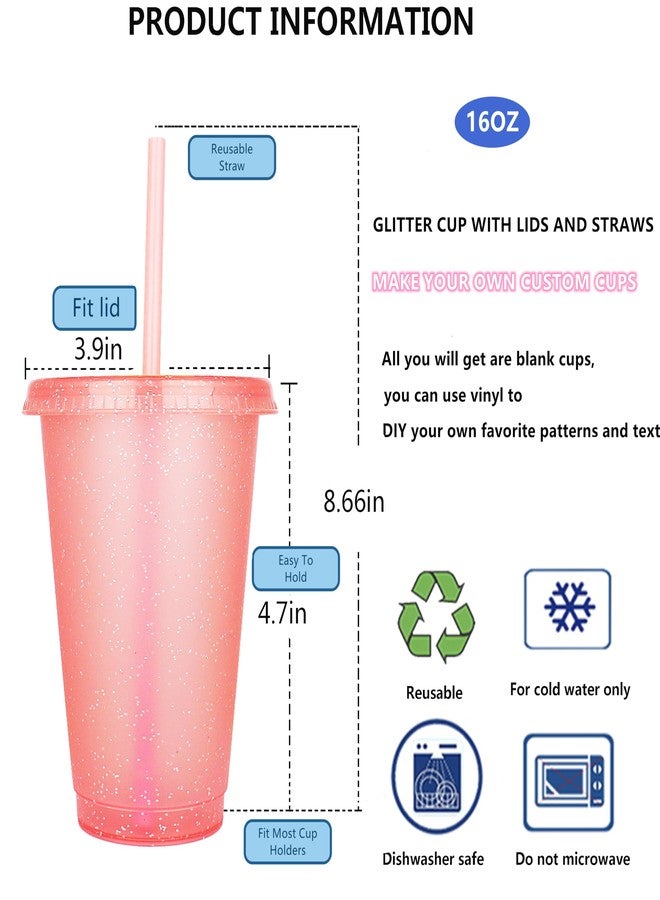 Suertestarry Tumbler with Straw and Lid,Water Bottle Iced Coffee Travel Mug Cup,Reusable Plastic Cups,Perfect for Parties,Birthdays,16oz-5 Pack (Pink) - Image 2