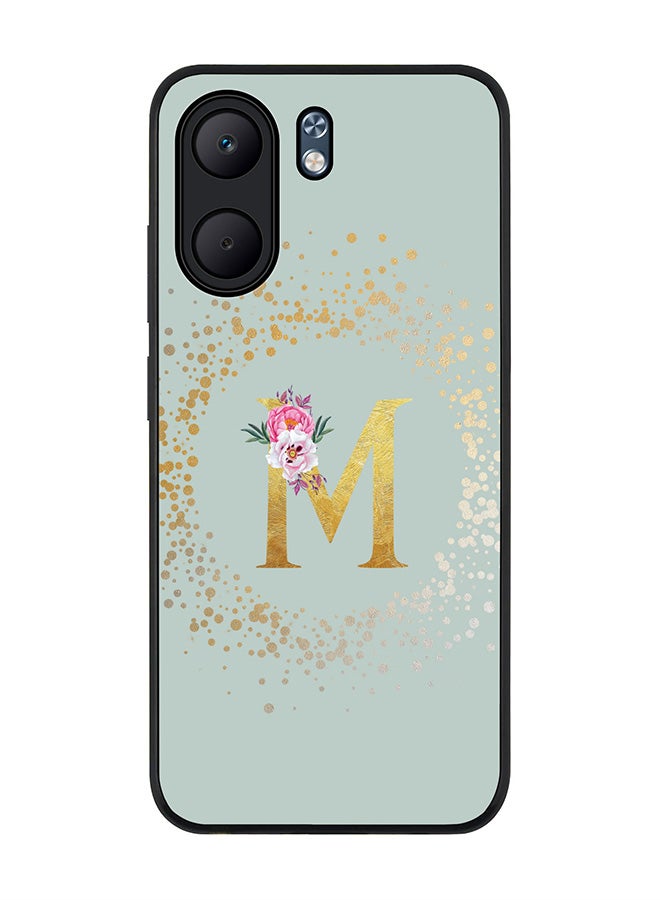 Stylizedd For Oppo A5x 5G / A5x 4G Case,Slim fit Camera Protection, Shockproof Thin Phone cover  - Custom Monogram Floral - M  (Light Grey )