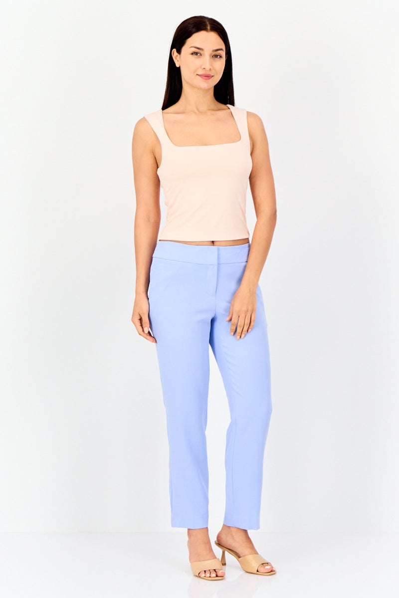 bebe Women Square Nek Sleeveless Solid Top, Light Pink  - Image 3
