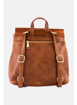 Moda Luxe Women Solid Backpack 26 L x 28 H x 13 W cm, Brown  - Image 3