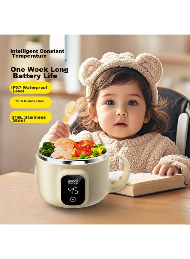 Boboduck Children's Constant Temperature Bowl, Baby Food Smart Insulated Bowl, Waterproof And Scald-proof 316l Stainless Steel Tableware F9311 - Image 1