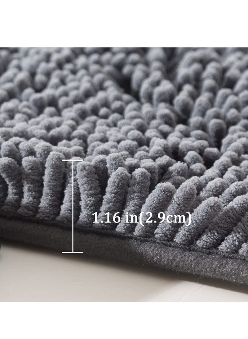 Captaintech Bathroom Rug，80x50 Anti-slip Bath Mat，Doormat，Soft and Cozy Rug，Bathroom Durable Thick Bath Towel，Easier to Dry，Bathtub Rug（Grey） - Image 3