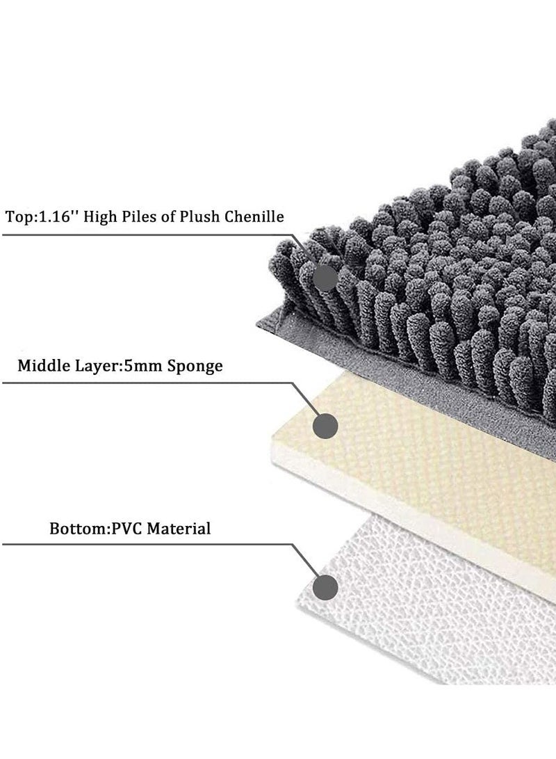 Captaintech Bathroom Rug，80x50 Anti-slip Bath Mat，Doormat，Soft and Cozy Rug，Bathroom Durable Thick Bath Towel，Easier to Dry，Bathtub Rug（Grey） - Image 4