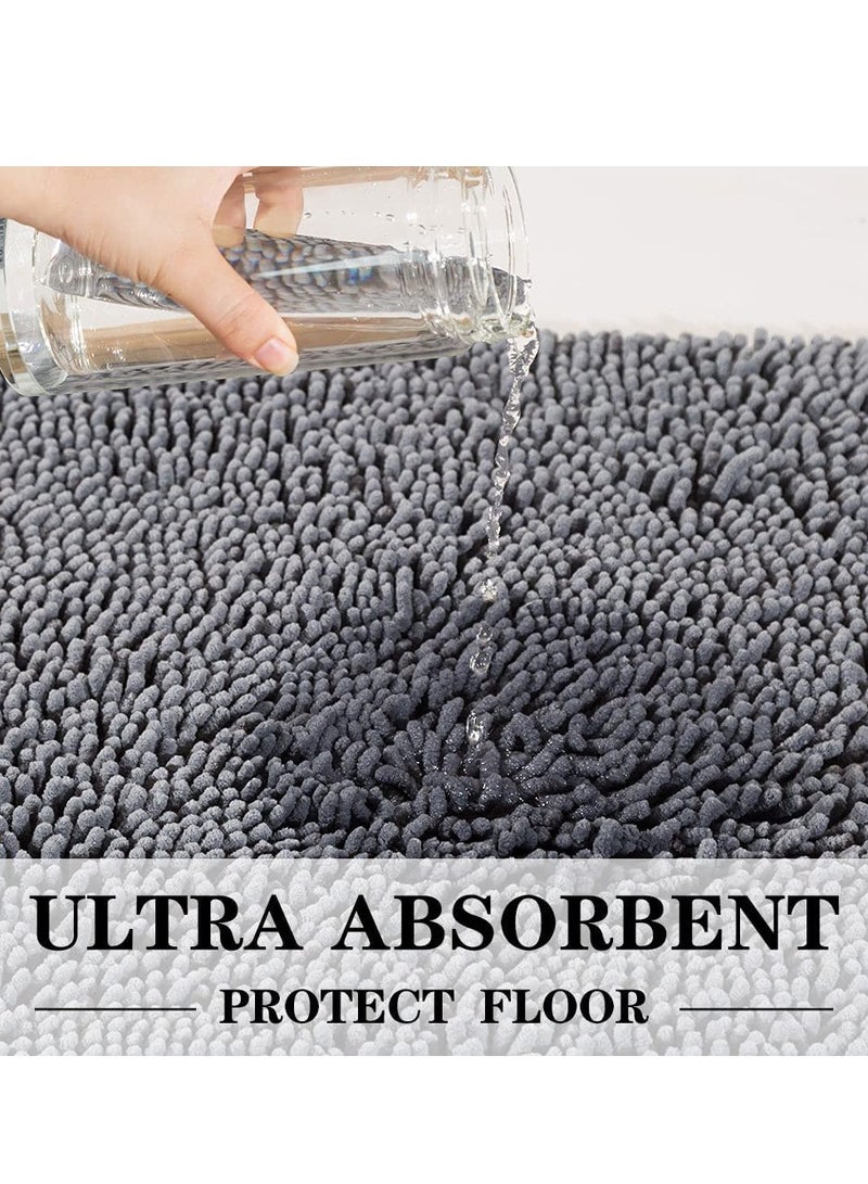 Captaintech Bathroom Rug，80x50 Anti-slip Bath Mat，Doormat，Soft and Cozy Rug，Bathroom Durable Thick Bath Towel，Easier to Dry，Bathtub Rug（Grey） - Image 5