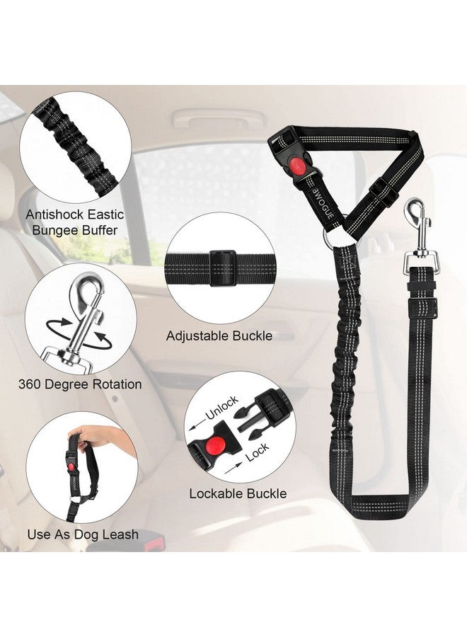 BWOGUE 2 Packs Dog Cat Safety Seat Belt Strap Car Headrest Restraint Adjustable Nylon Fabric Dog Restraints Vehicle Seatbelts Harness Black Elastic Bungee - Image 4