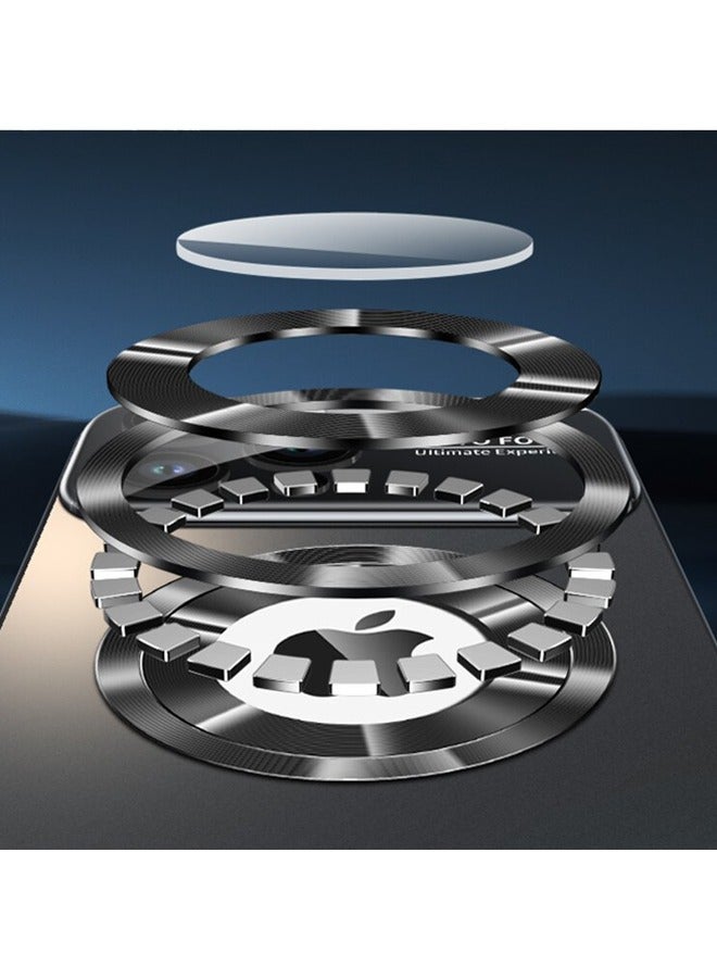 غطاء غطاء آيفون 15 برو ماكس متوافق مع غطاء Magsafe المغناطيسي المصمم للصدمات مزود بغشاء عدسة وغطاء شبكي مدمج مقاوم للغبار للظهر أسود - Image 5