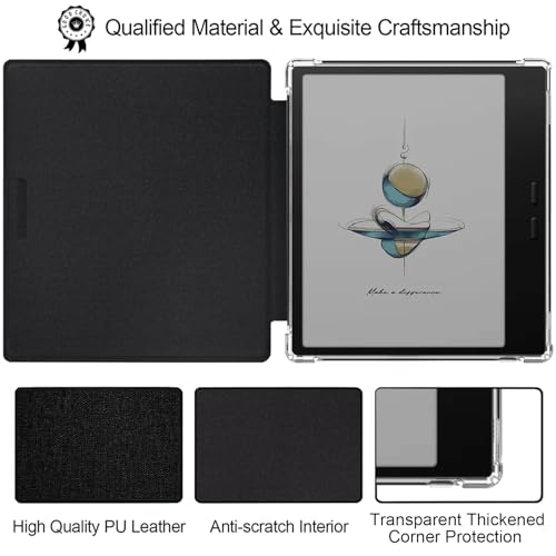 GOVTVA Transparent TPU Back Case for Onyx Boox Go Color 7 (Gen 1/2, 2024/2025) / Boox Go 7 Ultra-Thin Enhanced Auto Sleep/Wake Cover with Thickened Corners, Magnetic Closure (Cloth Black) - Image 3