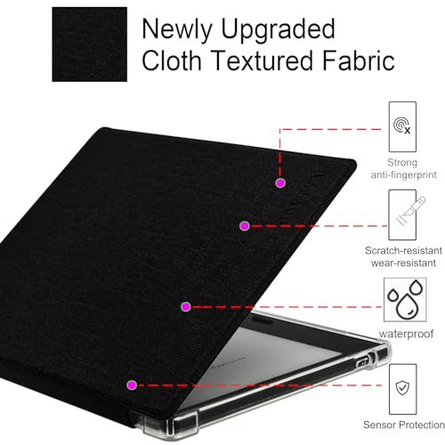 GOVTVA Transparent TPU Back Case for Onyx Boox Go Color 7 (Gen 1/2, 2024/2025) / Boox Go 7 Ultra-Thin Enhanced Auto Sleep/Wake Cover with Thickened Corners, Magnetic Closure (Cloth Black) - Image 4