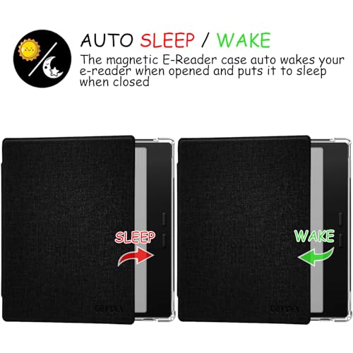 GOVTVA Transparent TPU Back Case for Onyx Boox Go Color 7 (Gen 1/2, 2024/2025) / Boox Go 7 Ultra-Thin Enhanced Auto Sleep/Wake Cover with Thickened Corners, Magnetic Closure (Cloth Black) - Image 5