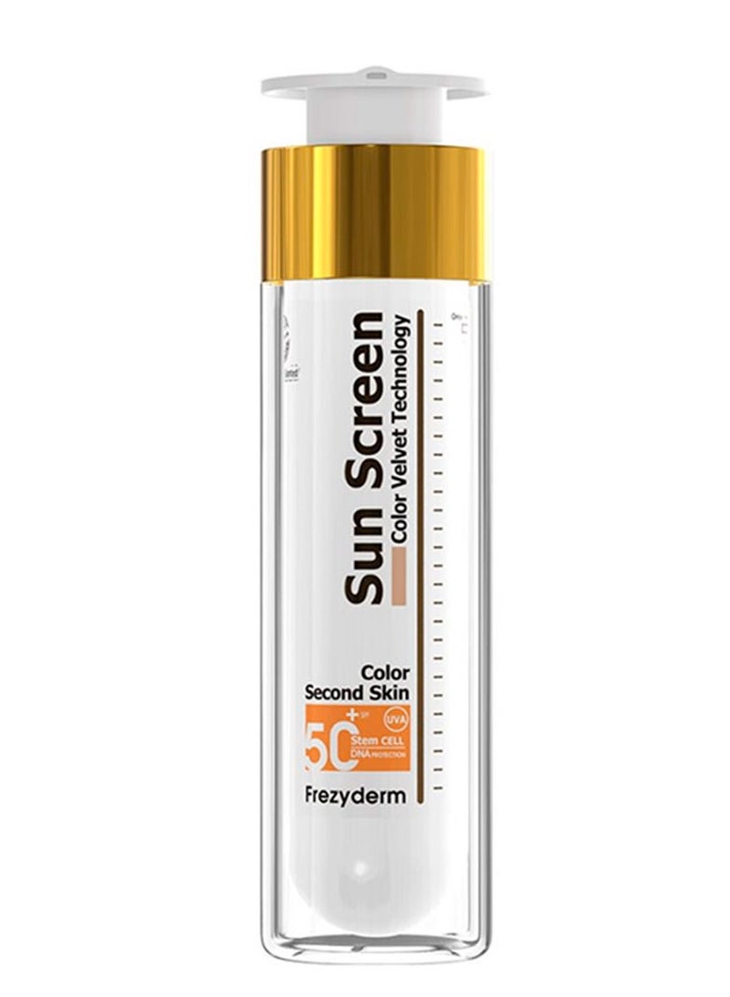 Frezyderm Sun Screen Velvet Second Skin Technology SPF50+ tinted 50ml - Image 1