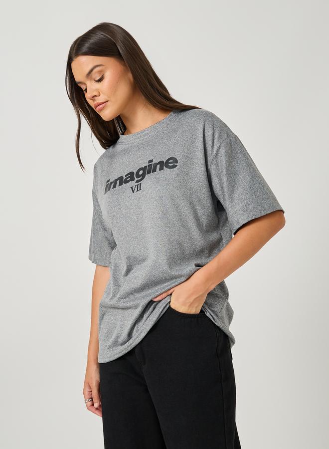 Styli Styli Slogan Print Round Neck Short Sleeve T-Shirt  - Image 3