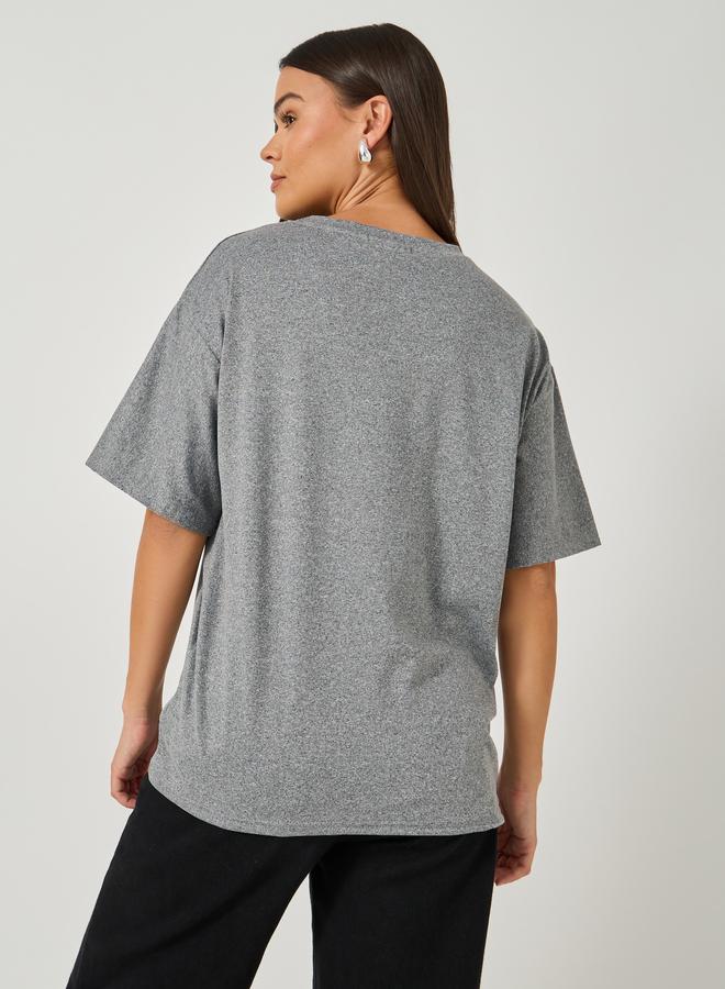 Styli Styli Slogan Print Round Neck Short Sleeve T-Shirt  - Image 5