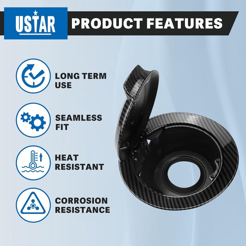 USTAR Carbon Fiber Fuel Filler Housing Gas Tank Door Cover for Dodge Challenger 2008-2019 - Image 3