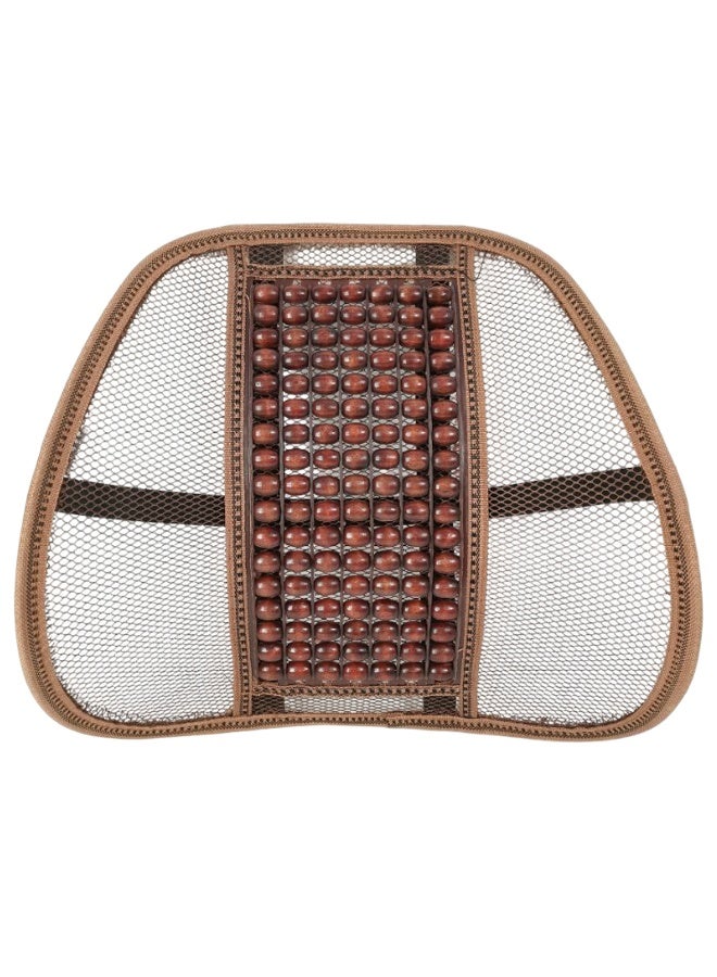 Ergonomic Mesh Back Support Cushion with Wooden Massage Beads for Car, Office, Home Chair Lumbar Support Pad for Posture Correction and Back Pain Relief, Breathable Mesh Design (38x27cm) - Image 1
