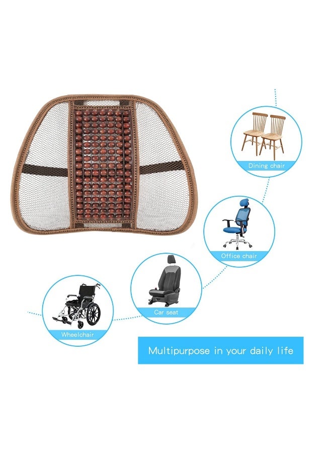 Ergonomic Mesh Back Support Cushion with Wooden Massage Beads for Car, Office, Home Chair Lumbar Support Pad for Posture Correction and Back Pain Relief, Breathable Mesh Design (38x27cm) - Image 5