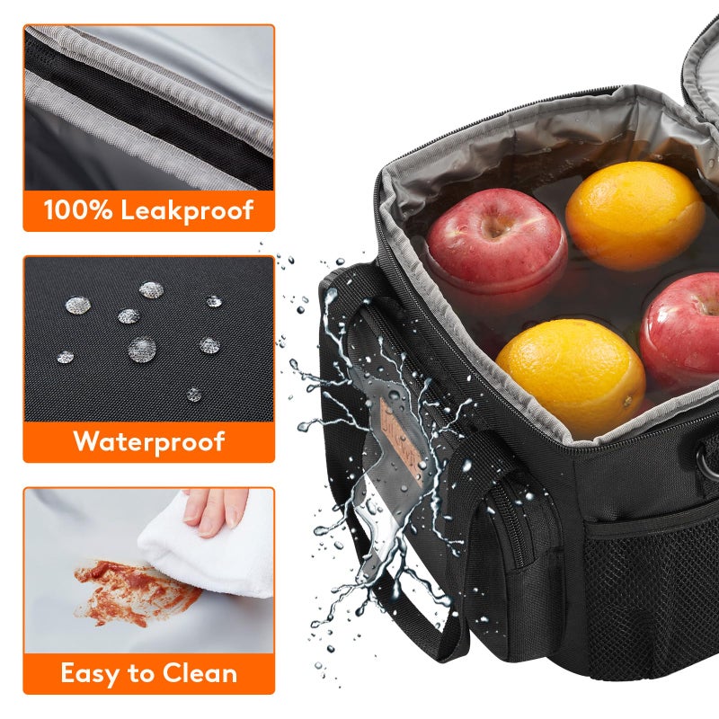 Lifewit Medium Lunch Bag Insulated Lunch Box Soft Cooler Cooling Tote for Adult Men Women, Orange 12-Can (9L) - Image 5