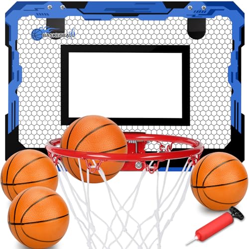 LNCOJOLM Indoor Basketball Hoop Set for Kids and Adults Wall Mounted 6 Mini Hoop for Door Room Bedroom Over The Door and Outdoor Basketball Hoop With 4 Balls Toy Gift for Boys and Girls - Image 1