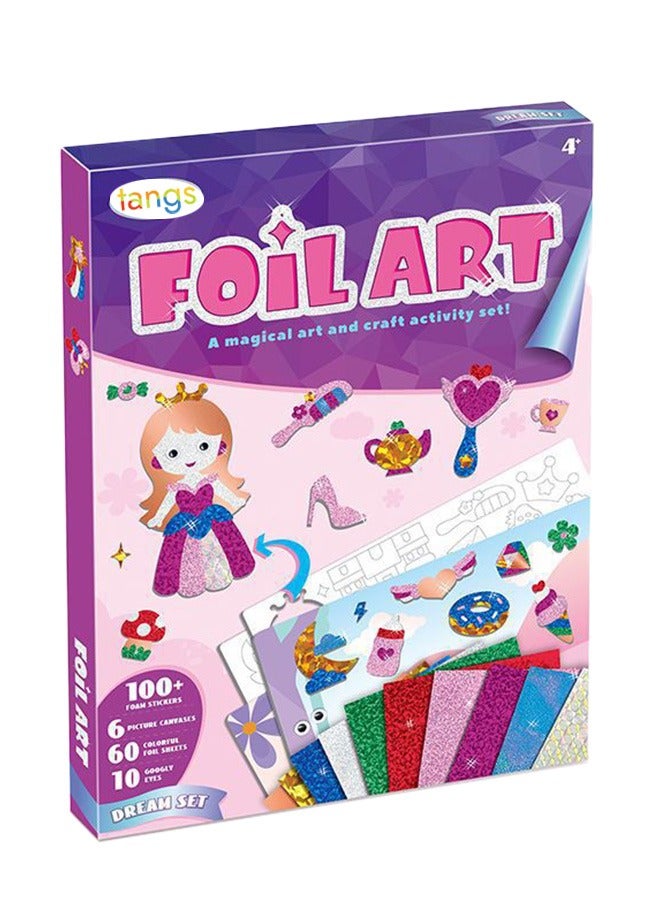 tangs DIY Foil Art Kit | Award-Winning Princess Theme - 6 Canvases, 60+ Stickers, 60+ Foil Sheets | No-Mess Craft Activity, Creative Gift for Girls Ages 4, 5, 6, 7, 8 - Image 1